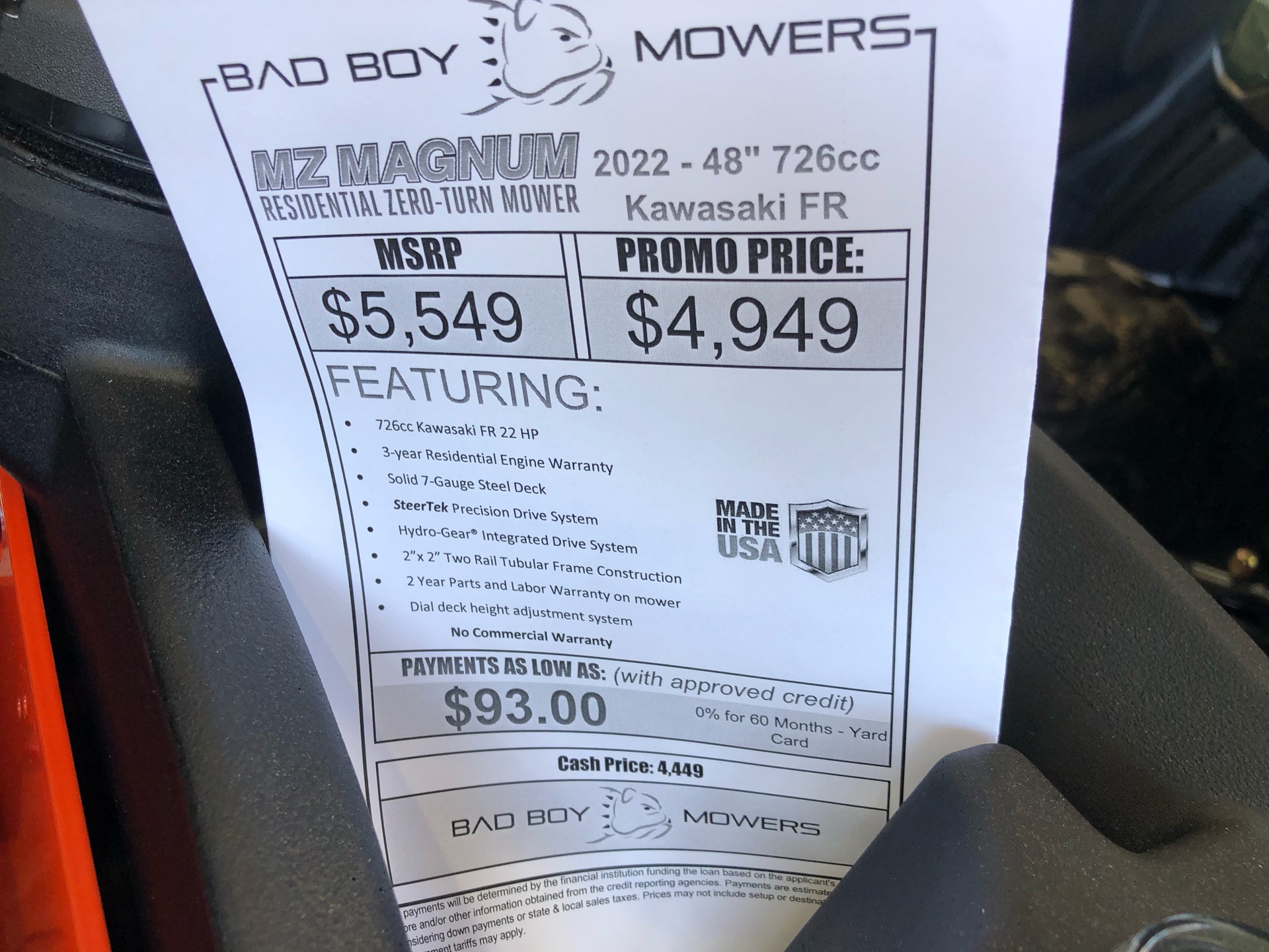 2022 Bad Boy Mowers MZ Magnum 48 in. Kawasaki FR651 22 hp in Saucier, Mississippi - Photo 3