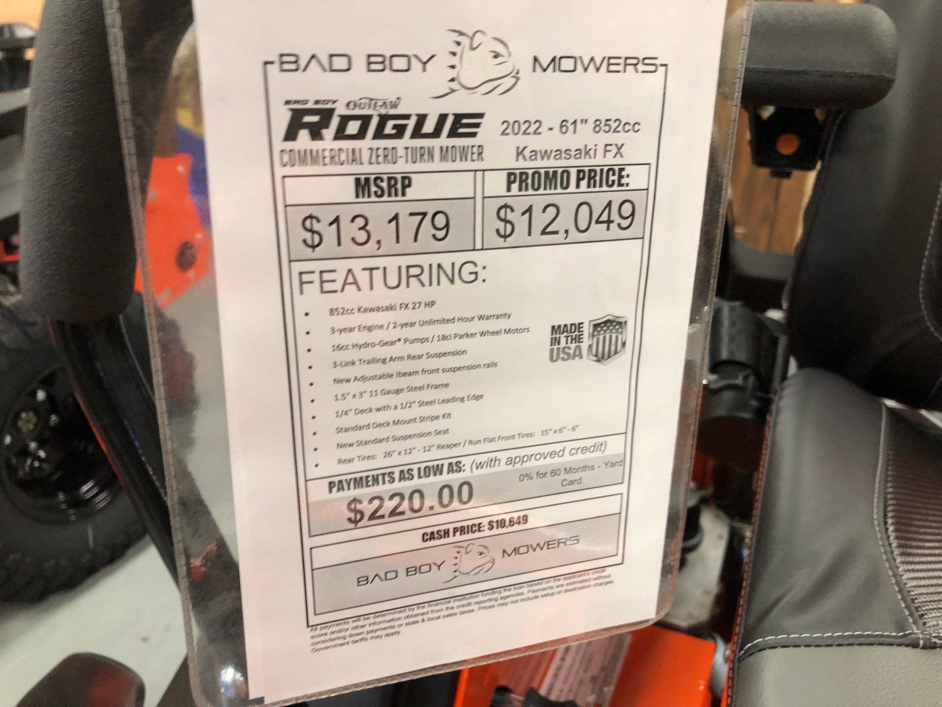 2022 Bad Boy Mowers Rogue 61 in. Kawasaki FX850 27 hp in Saucier, Mississippi - Photo 4