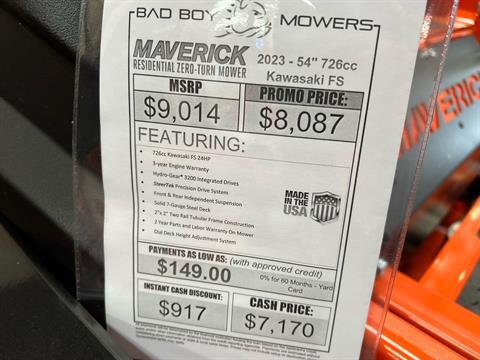 2023 Bad Boy Mowers Maverick 54 in. Kawasaki FS730 24 hp in Saucier, Mississippi - Photo 4