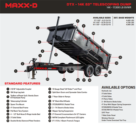 2024 MAXX-D TRAILERS 7x16x3 DUMP DTX TELESCOPING 14K in Redding, California