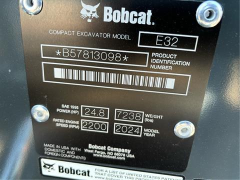 2024 Bobcat E32 COMPACT EXCAVATOR in Paso Robles, California - Photo 7
