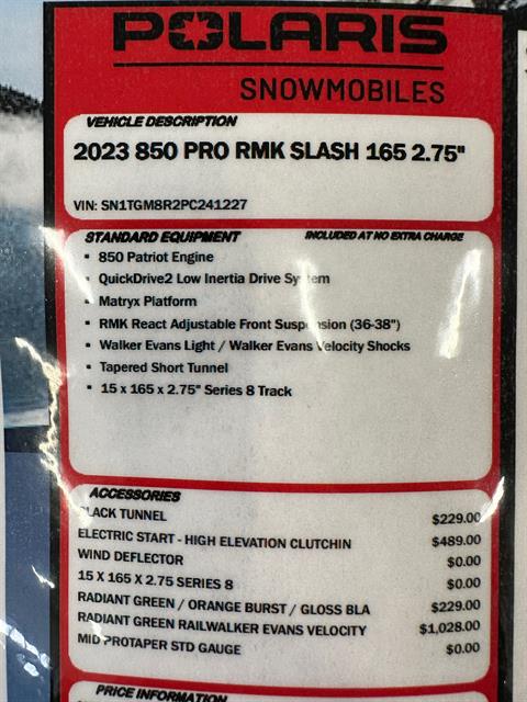 2023 Polaris 850 PRO RMK Slash 165 2.75 in. in Elk Grove, California - Photo 5
