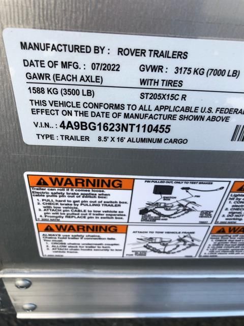 2023 ROVER TRAILERS  16x100 Aluminum Cargo in Rocklin, California - Photo 6