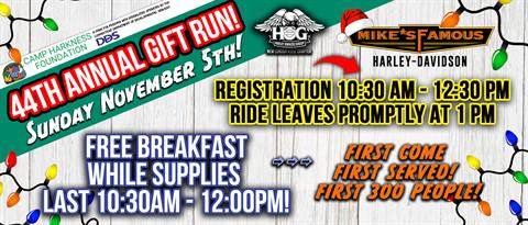 Gift Run - 44th Annual Celebration Ride! Starting at Mike's!