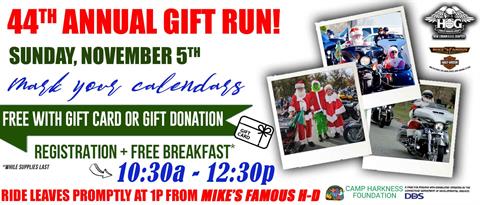 Gift Run - 44th Annual Celebration Ride! Starting at Mike's!