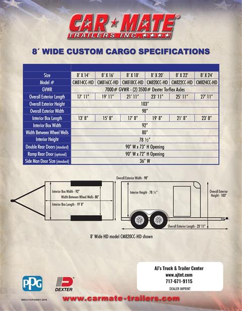 2024 Car Mate Trailers 8x24 Custom Car Trailer 10K +6 +GD in Harrisburg, Pennsylvania - Photo 21