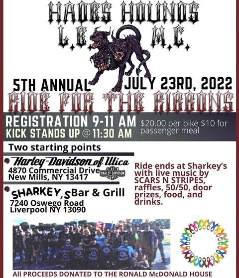 JULY 23, 2022 RIDE - RIDE FOR THE RIBBONS