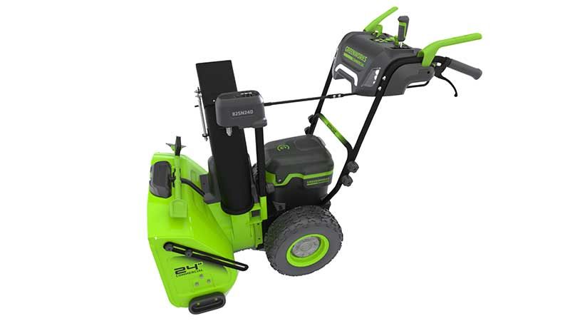 Green Works Dual Stage Snow Thrower in Unity, Maine