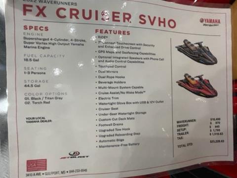 2022 Yamaha FX Cruiser SVHO with Audio in Gulfport, Mississippi - Photo 6