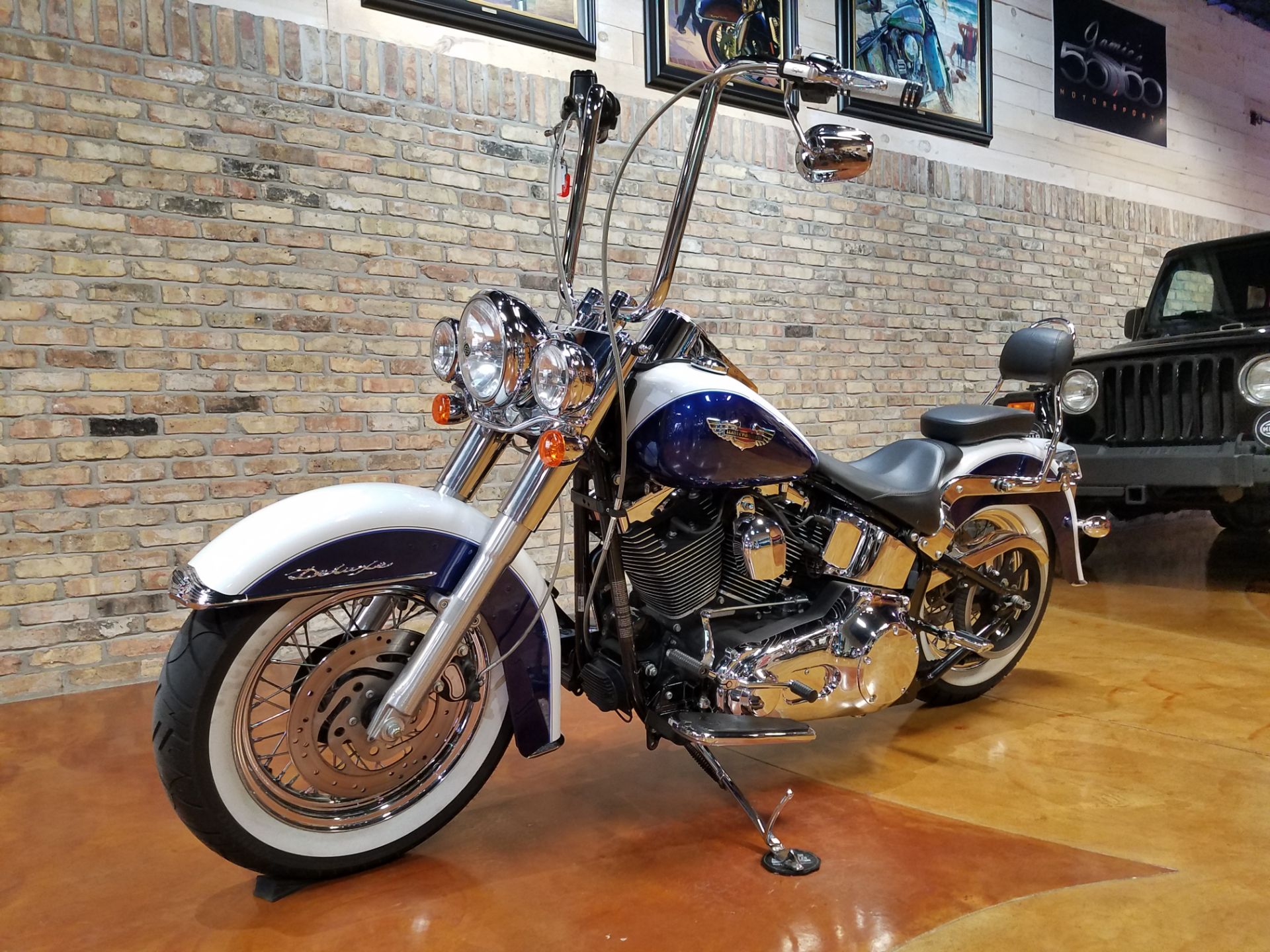 Used 2006 Harley Davidson Softail Deluxe Motorcycles In Big Bend Wi 4397 Two Tone Glacier White Deep Cobalt