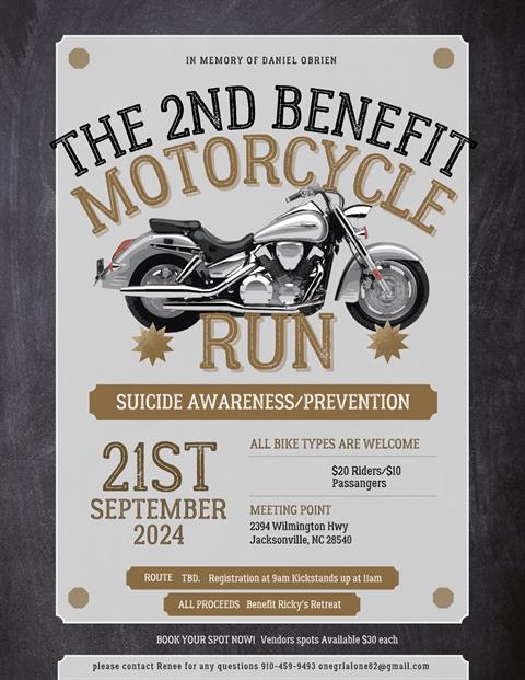 2nd Annual Suicide Awareness/ Prevention Ride in Memory of Daniel Obrien