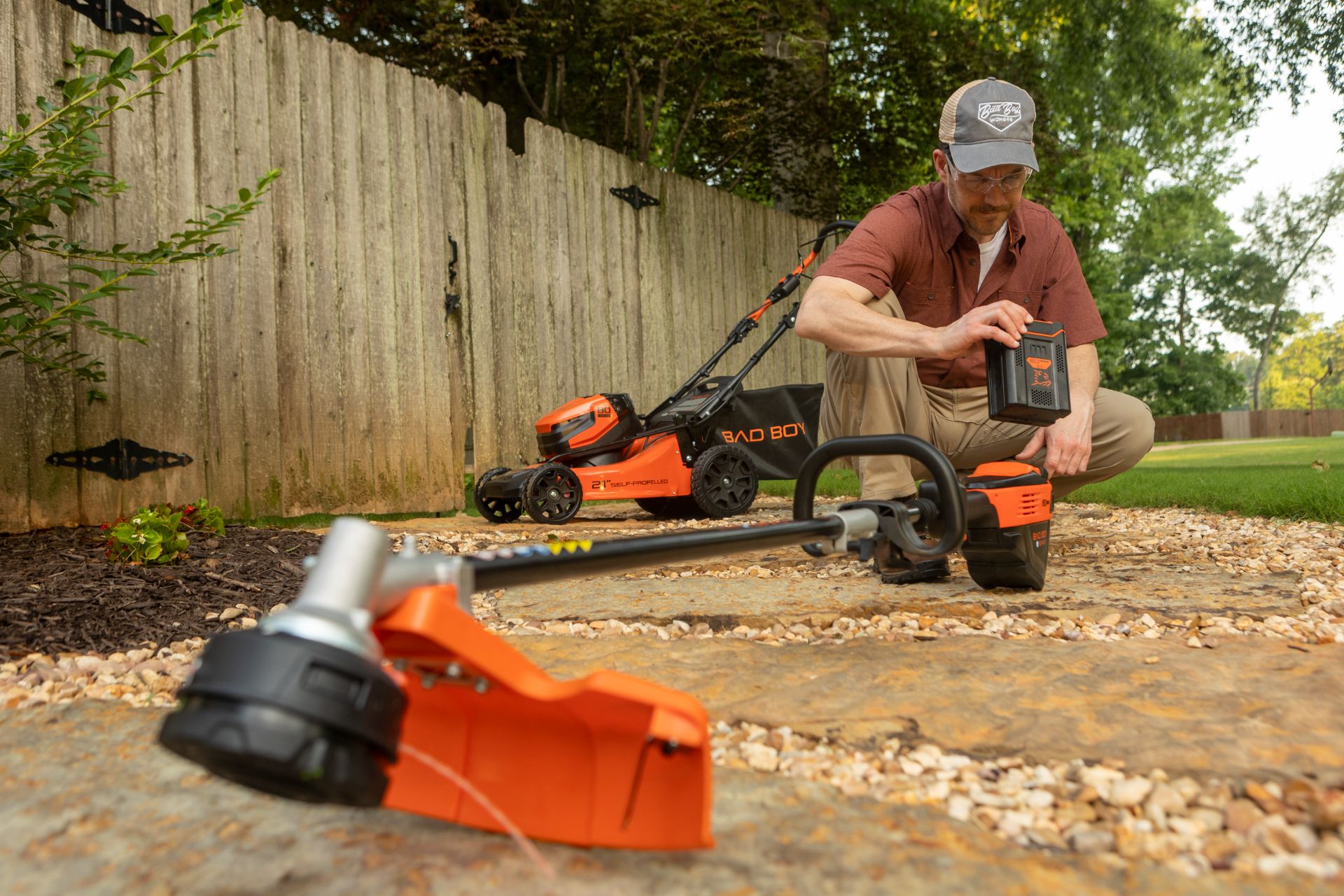 BadBoy E-Series  80V String Trimmer With 2Ah Battery in Rothschild, Wisconsin - Photo 1
