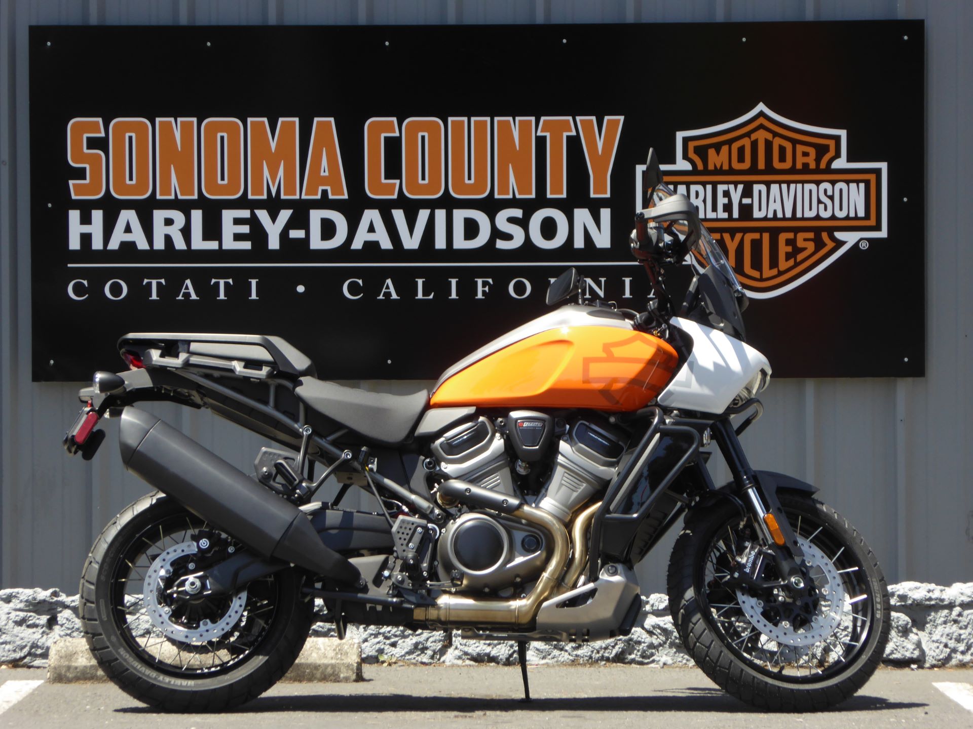 New 2021 Harley Davidson Pan America Special Baja Orange Stone Washed White Pearl Motorcycles In Cotati Ca 301831