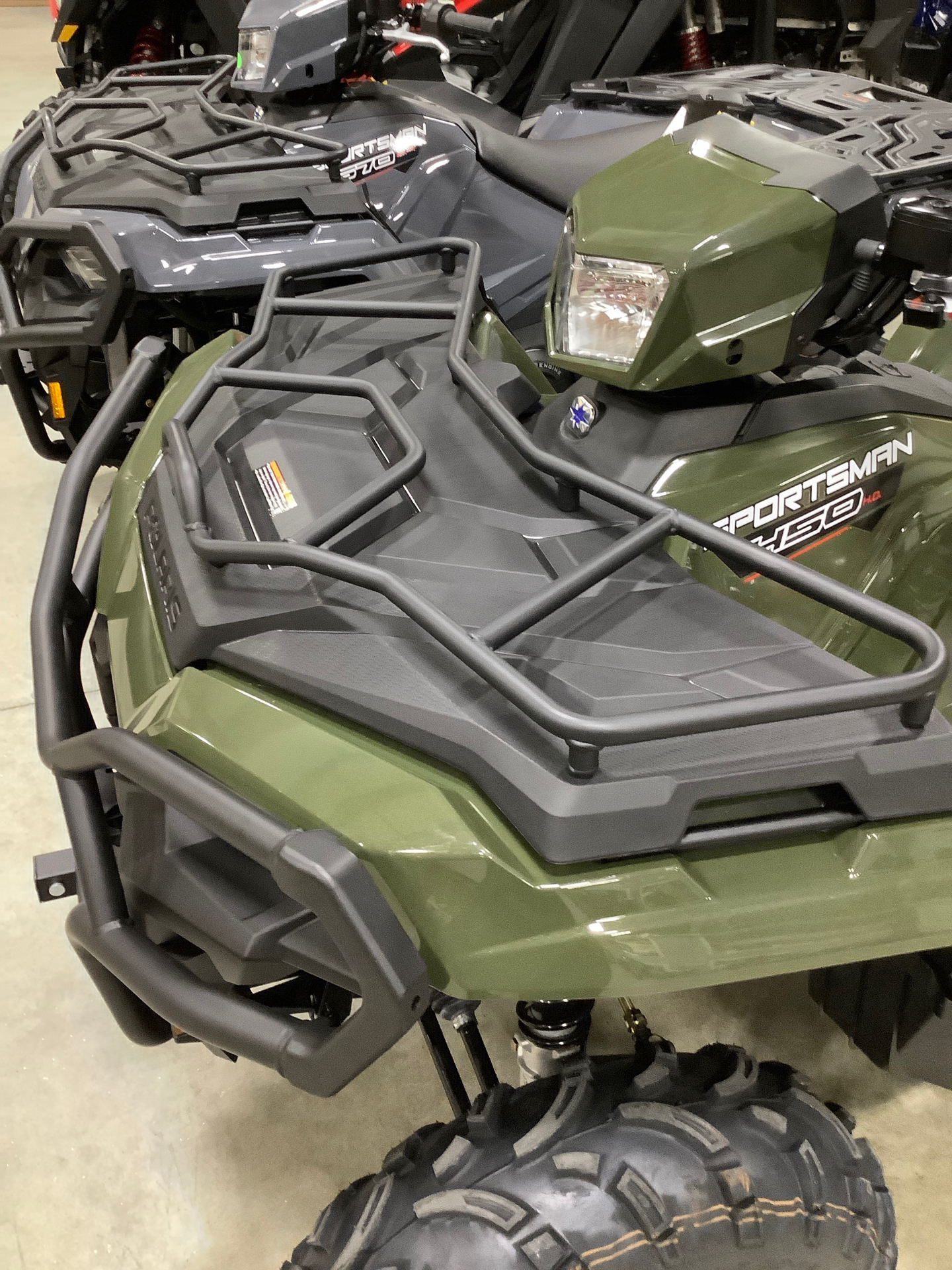 New 21 Polaris Sportsman 450 H O Utility Package Atvs In Lewiston Me Sage Green Calltoorder