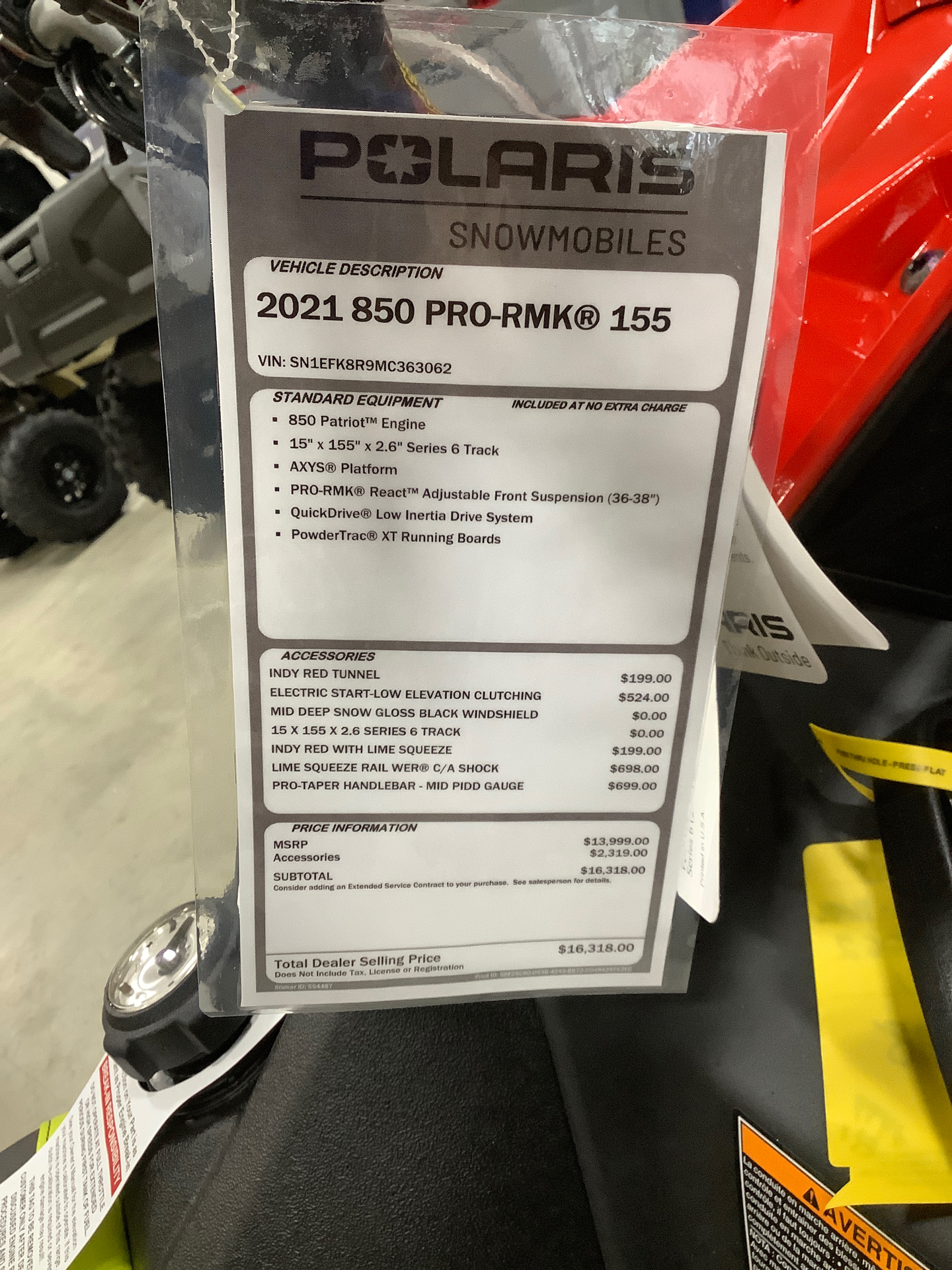 New 21 Polaris 850 Pro Rmk 155 2 6 In Factory Choice Snowmobiles In Lewiston Me Indy Red Lime Squeeze P