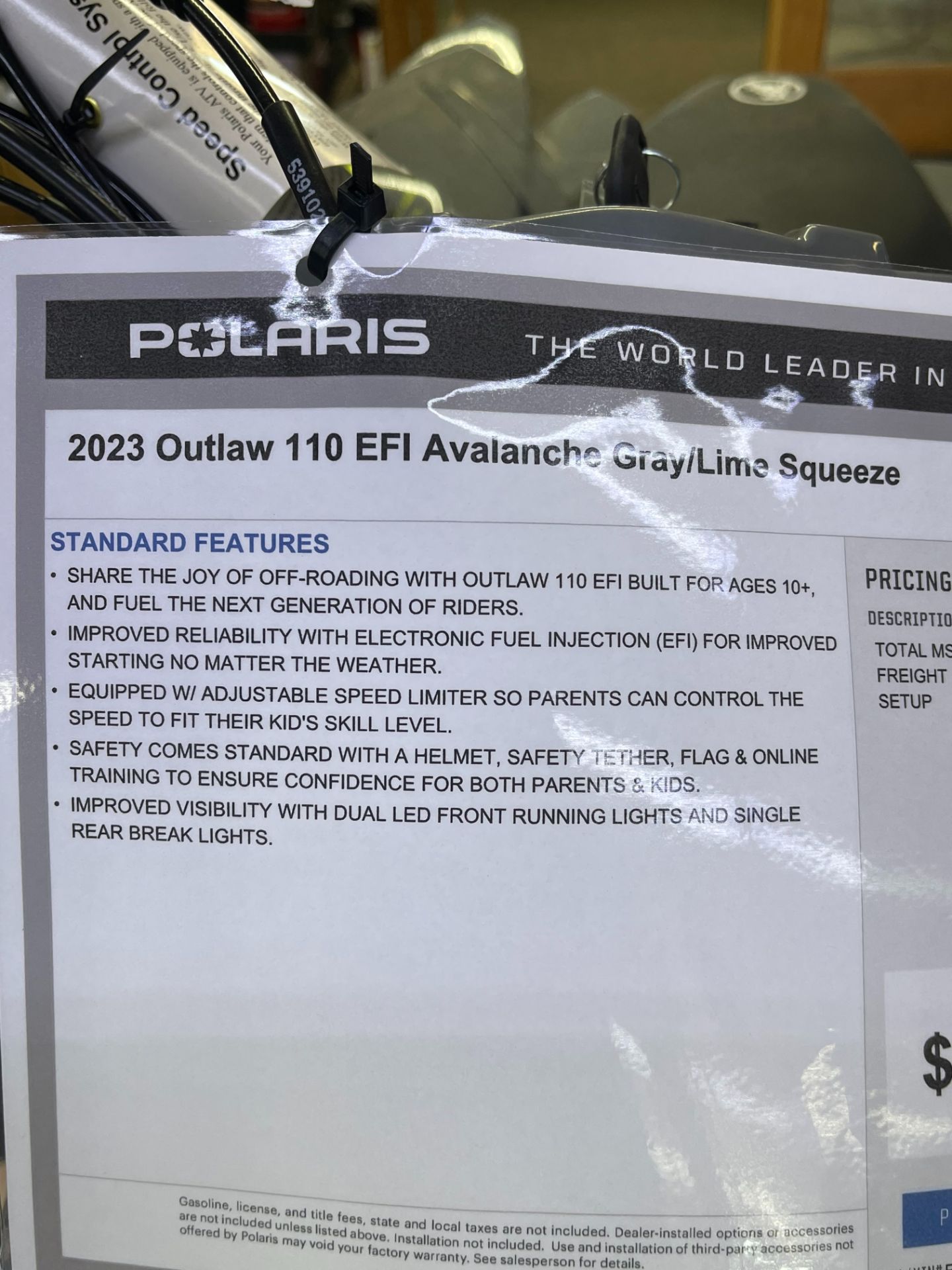 2023 Polaris Outlaw 110 EFI in Kansas City, Kansas - Photo 7