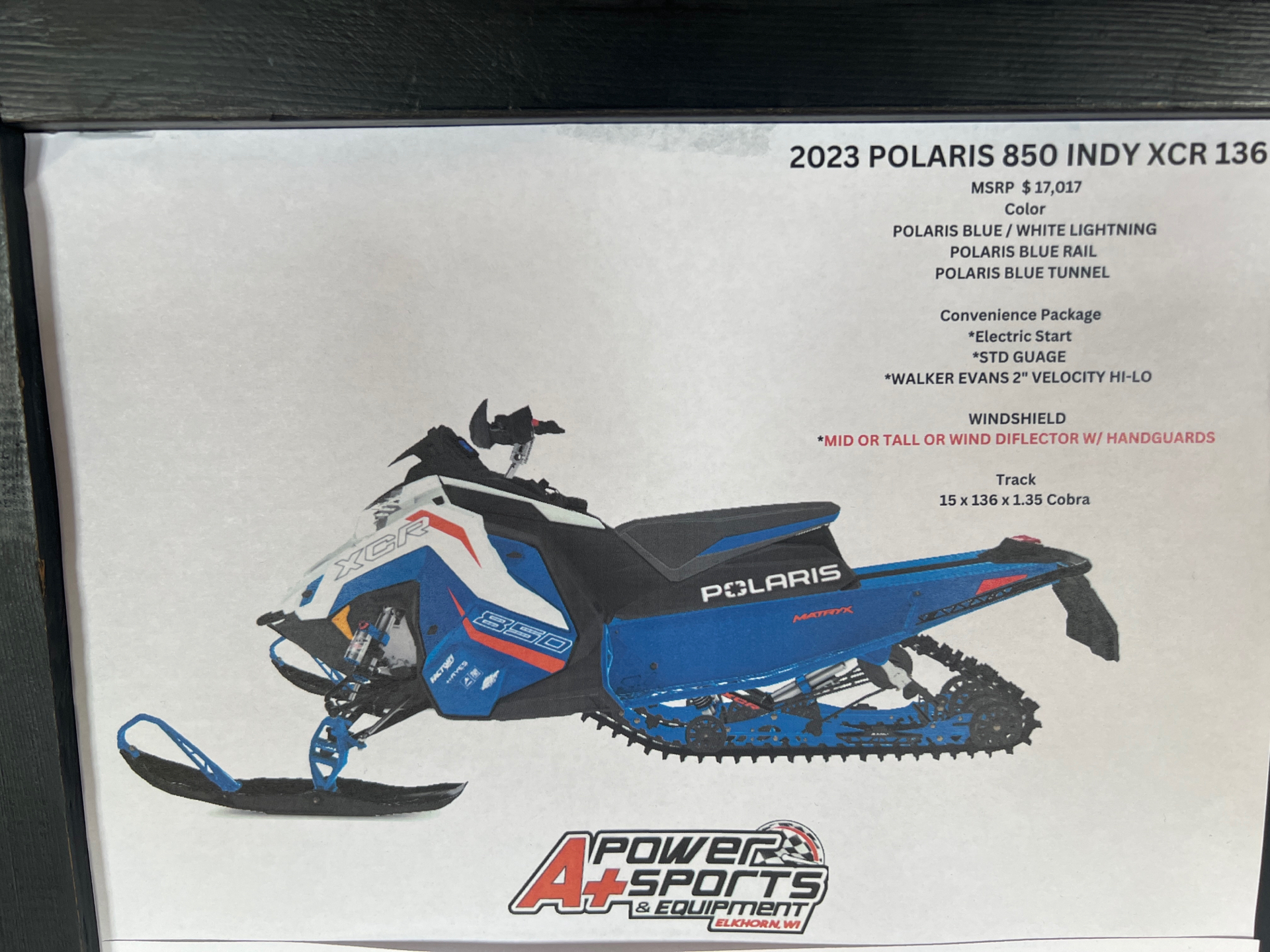 2023 Polaris 850 Indy XCR 136 SC in Elkhorn, Wisconsin - Photo 1