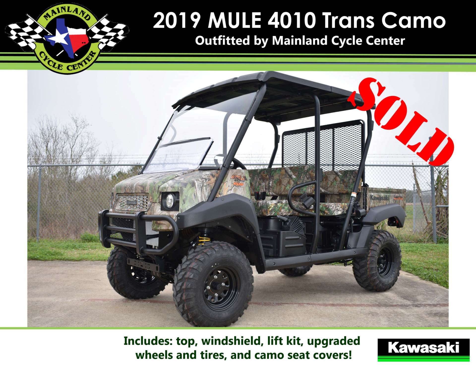 2019 Kawasaki Mule 4010 Trans4x4 Camo in La Marque, Texas - Photo 1