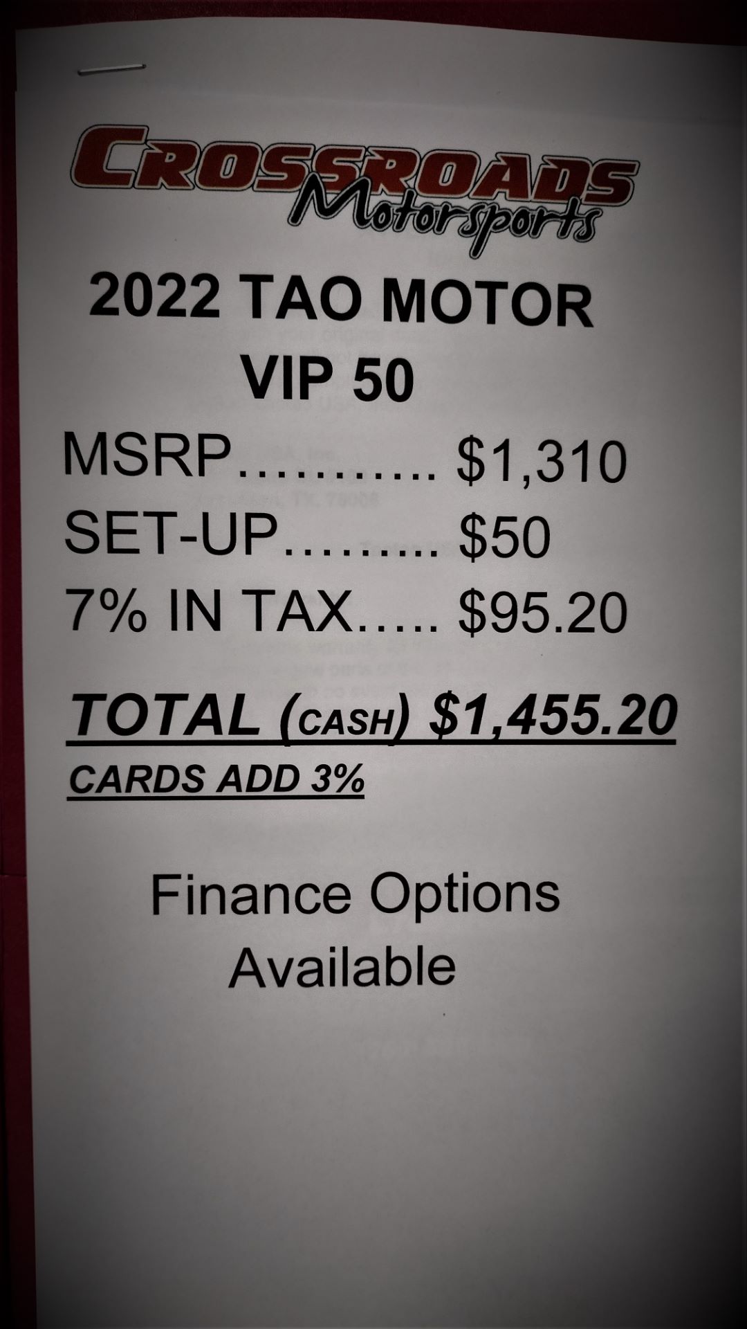 2022 Tao Motor VIP50 in Lafayette, Indiana - Photo 10