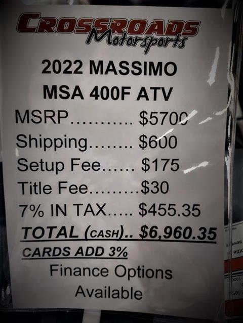 2022 Massimo MSA 400F in Lafayette, Indiana - Photo 11