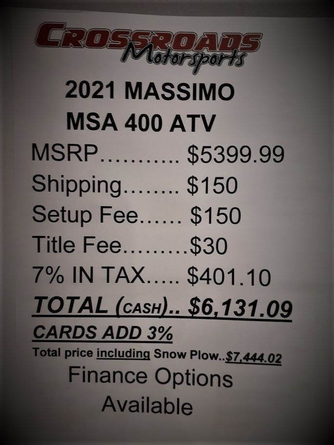 2021 MASSIMO MOTOR SPORTS LLC MSA400 in Lafayette, Indiana - Photo 9