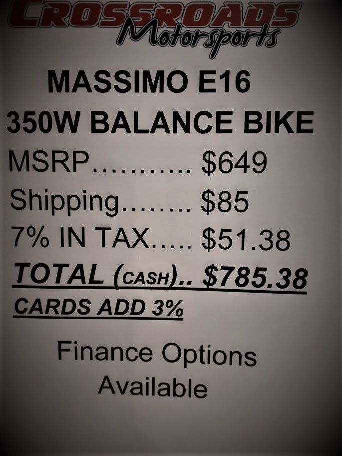 2021 MASSIMO MOTOR SPORTS LLC E16 350W BALANCE BIKE in Lafayette, Indiana - Photo 3