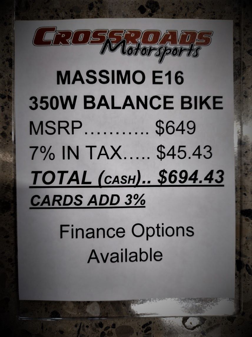 2021 MASSIMO MOTOR SPORTS LLC E16 350W BALANCE BIKE in Lafayette, Indiana - Photo 6