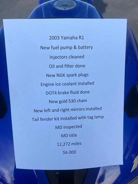 2003 Yamaha YZF-R1 in Hanover, Maryland - Photo 8