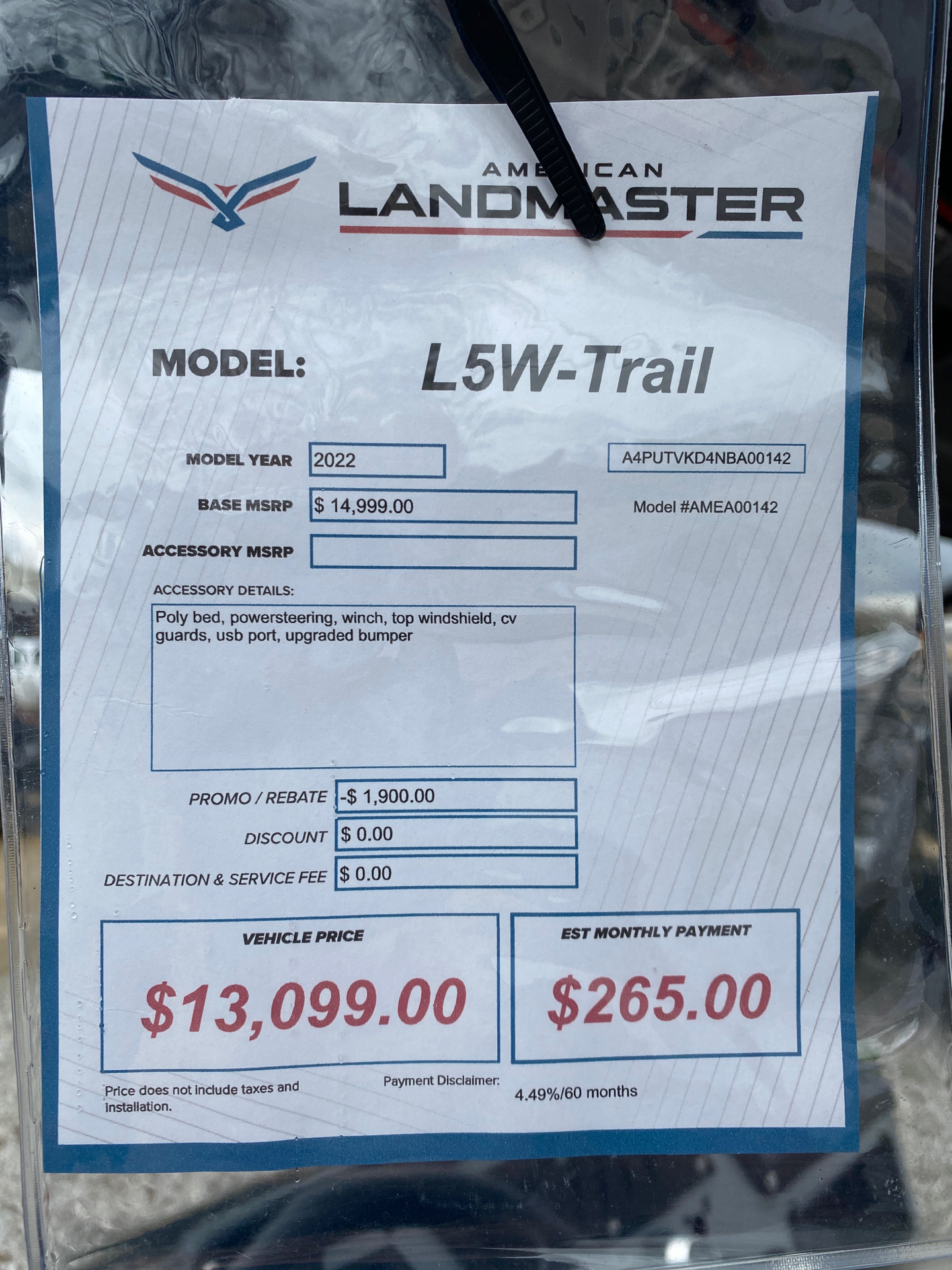 2022 American Landmaster American Landmaster L5W - 4x4 - w/Trail Pkg in Tupelo, Mississippi - Photo 5