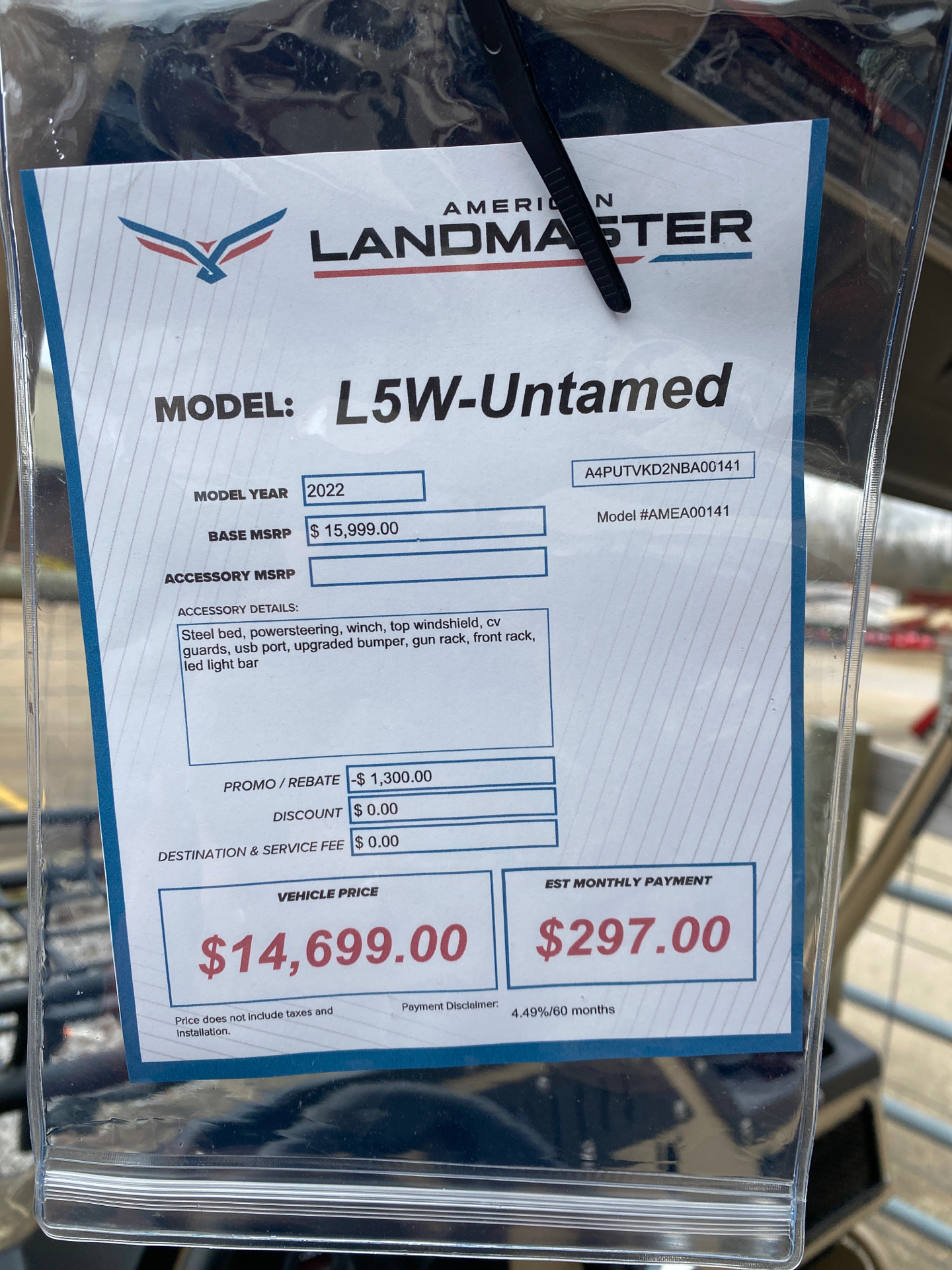 2022 American Landmaster American Landmaster L5W - Untamed 4x4 in Tupelo, Mississippi - Photo 5