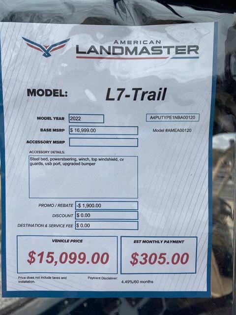 2022 American Landmaster American Landmaster L7 EFI - 4x4 in Tupelo, Mississippi - Photo 5