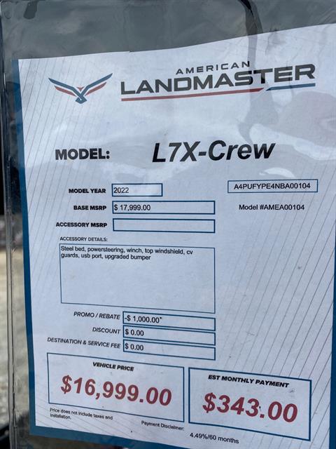 2022 American Landmaster American Landmaster L7X Crew EFI - 4x4 in Tupelo, Mississippi - Photo 6