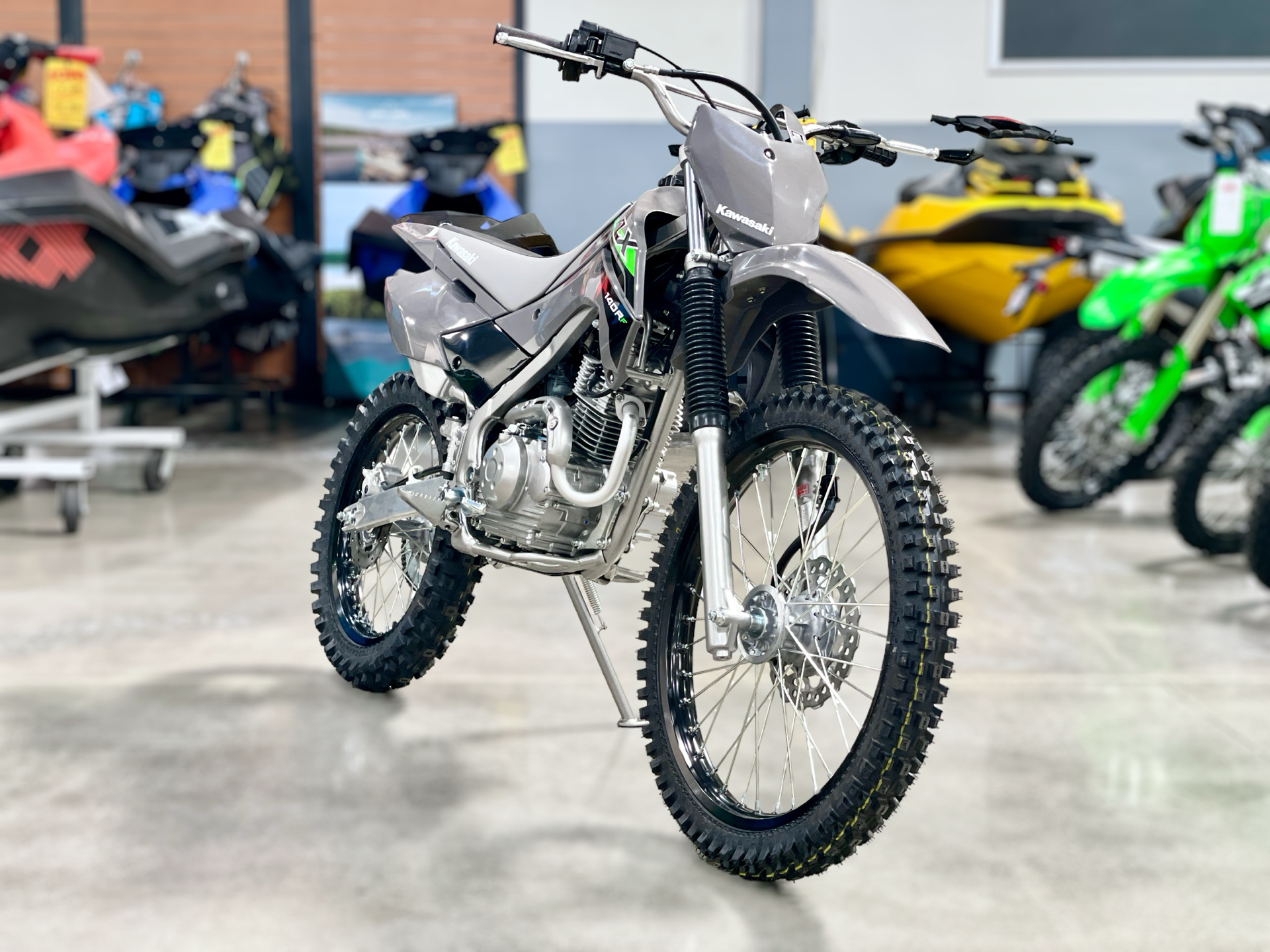 New 2024 Kawasaki KLX 140R F Battle Gray Motorcycles in Corona CA N/A