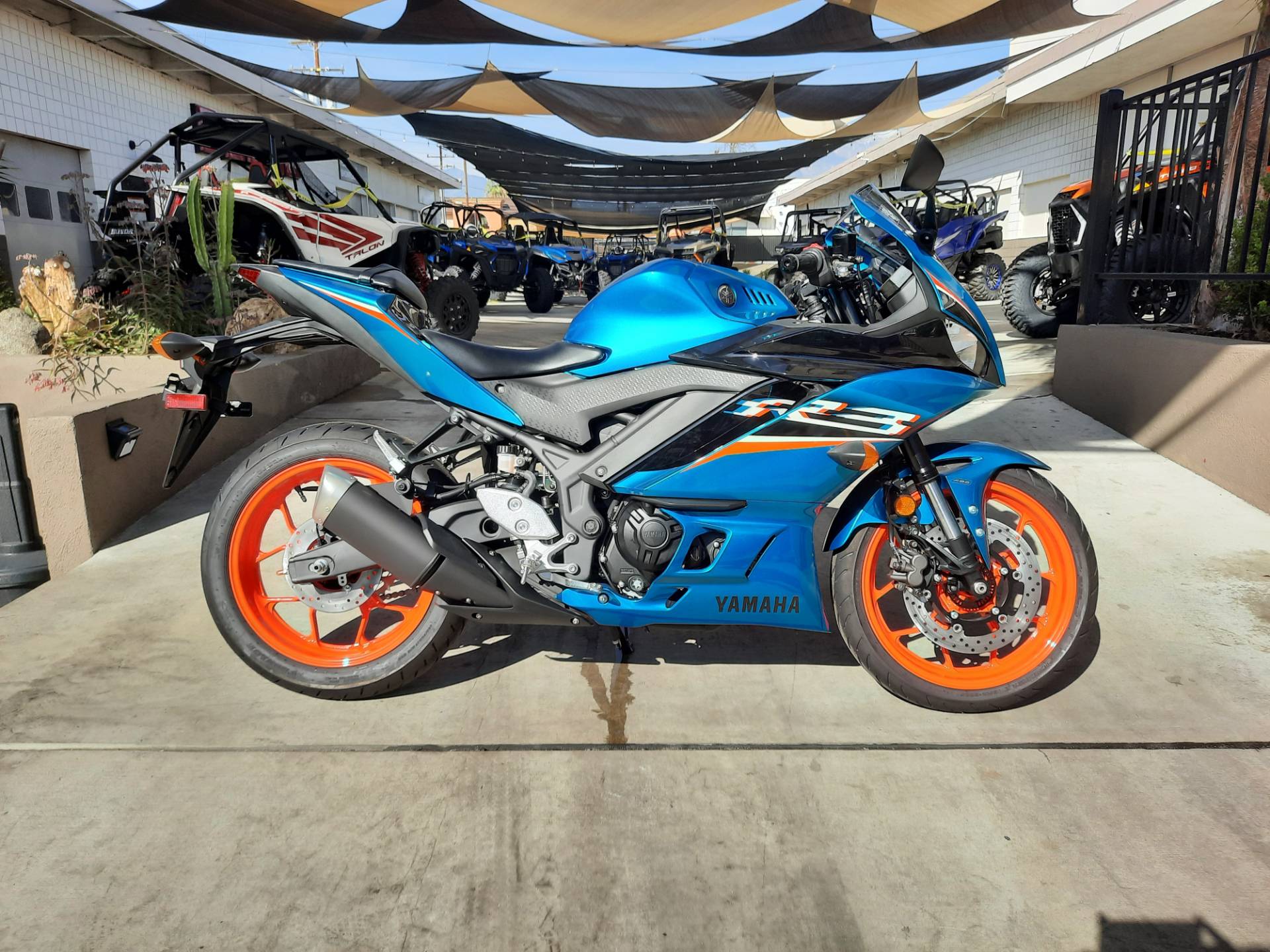 New 21 Yamaha Yzf R3 Abs Motorcycles In Ontario Ca Ya Electric Teal