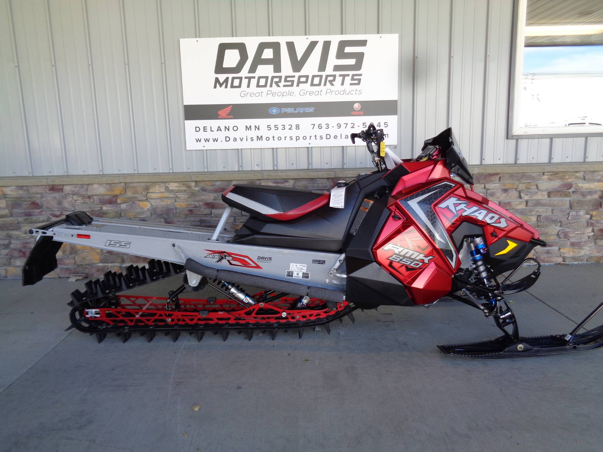 New 21 Polaris 850 Rmk Khaos 155 3 In Factory Choice Snowmobiles In Delano Mn Ps21 103sc Sunset Red Ghost Gray