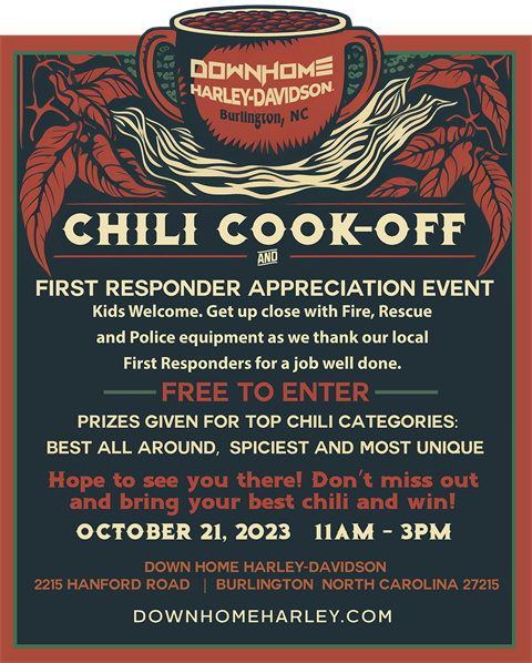 The Down Home Harley Chili Cook-Off & First Responder Appreciation Event