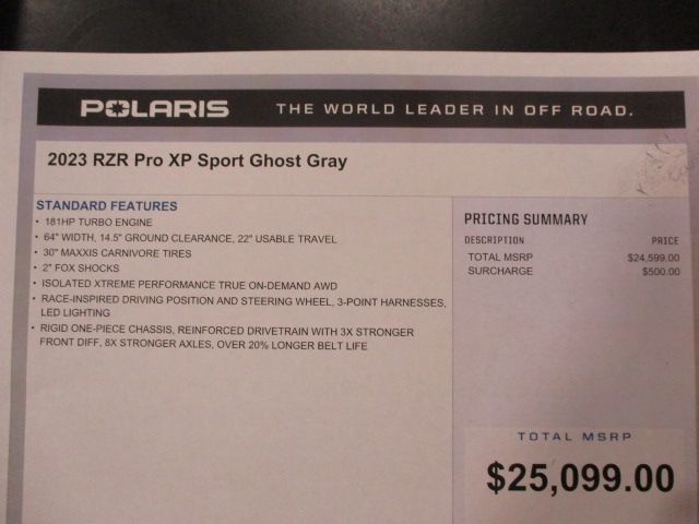 2023 Polaris RZR Pro XP Sport in Little Falls, New York - Photo 1