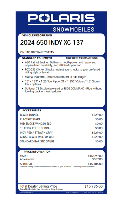 2024 Polaris 650 Indy XC 137 ES in Vernon, Connecticut - Photo 2