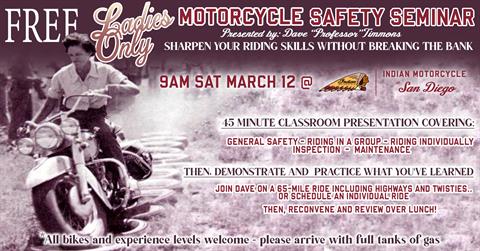 Ladies Only Motorcycle Safety Seminar and Ride - All Skill Levels Welcome!