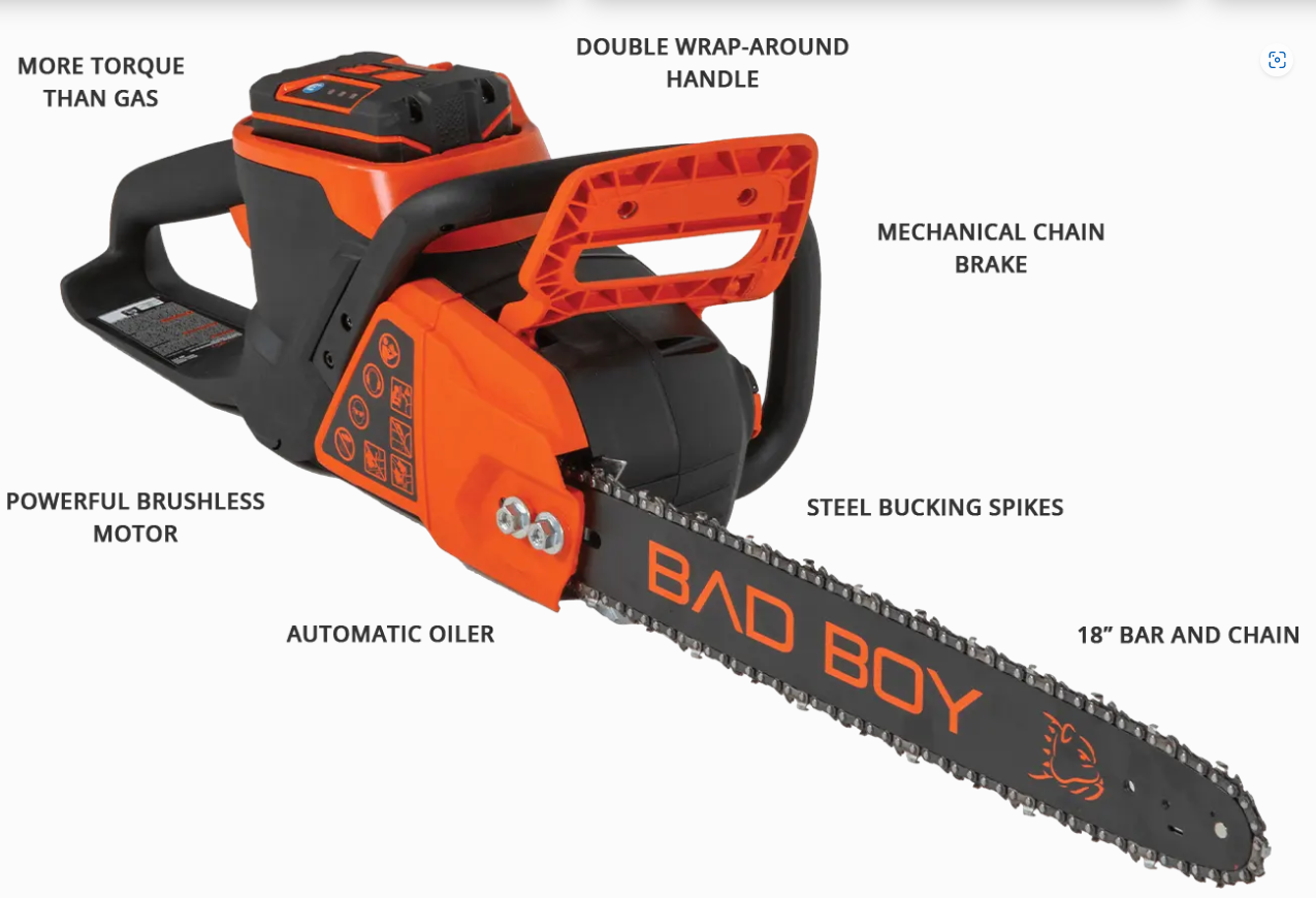 Bad Boy Mowers 80V 18 Inch Chainsaw with 4 Ah Batt in Effort, Pennsylvania