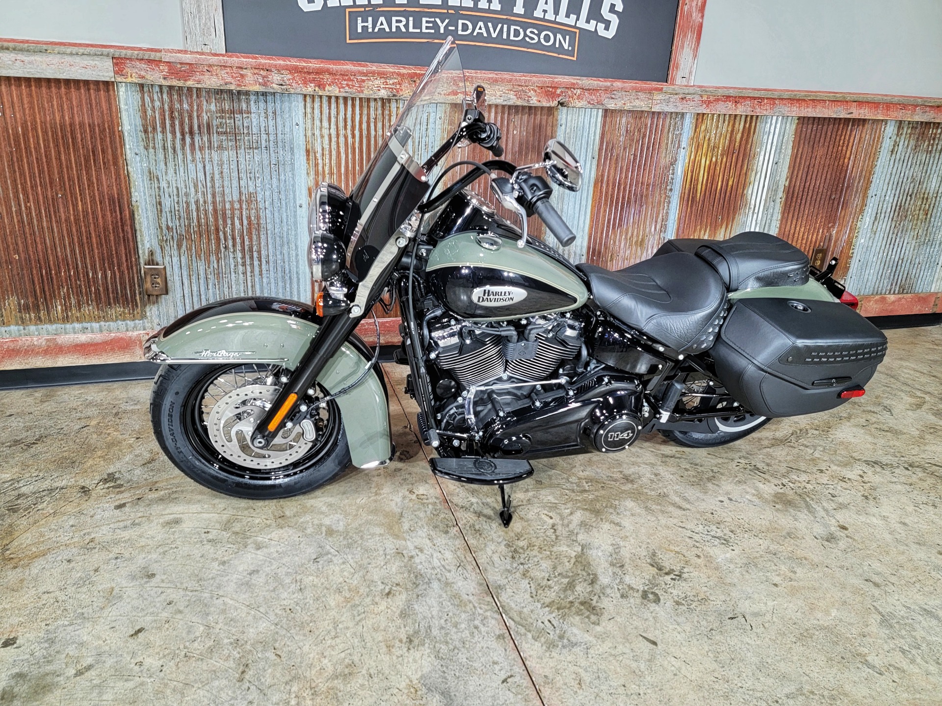 New 2021 Harley Davidson Heritage Classic 114 Deadwood Green Vivid Black Motorcycles In Chippewa Falls Wi Fx035431