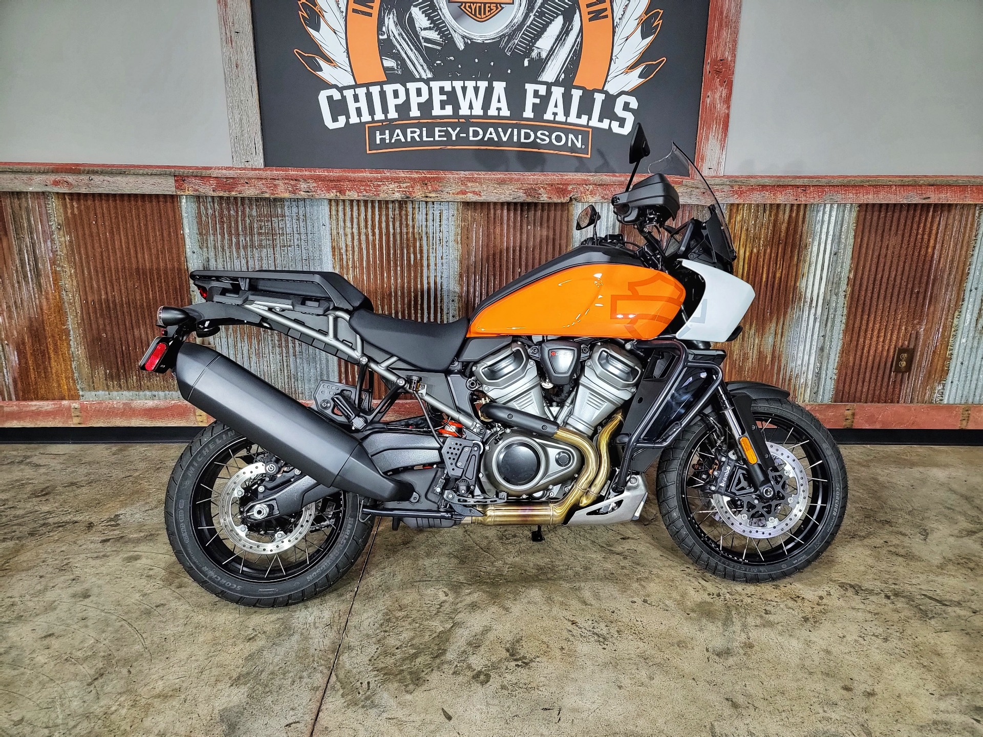 New 2021 Harley Davidson Pan America Special Baja Orange Stone Washed White Pearl Motorcycles In Chippewa Falls Wi Du305133