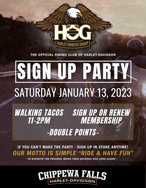 Indianhead H.O.G. Chapter Sign Up Party