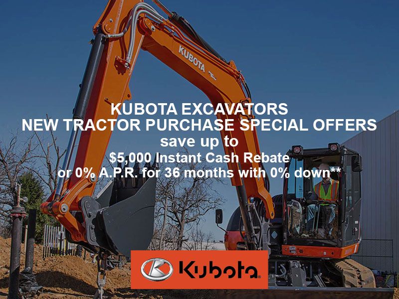 Kubota - Excavators - New Purchase Special Offers