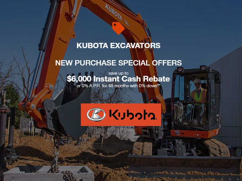 Kubota - Excavators - New Purchase Special Offers