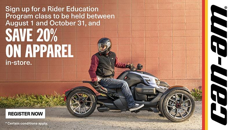 Can-Am - Rider Education Program students receive 20% off Can-Am On-Road apparel