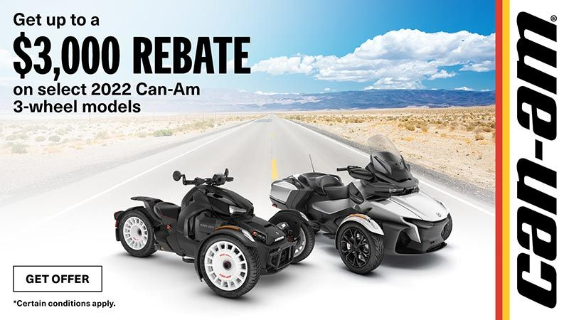 Can-Am - Rebates up to $3,000 on select 2022 Can-Am 3-Wheel models