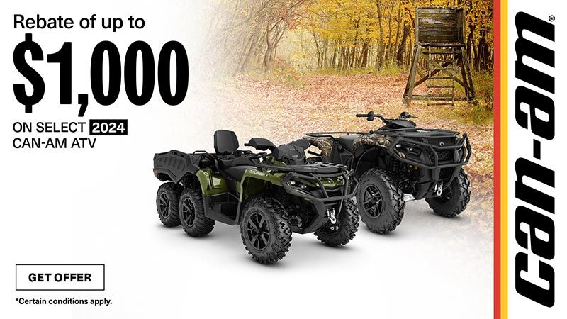 Can-Am - Get rebates up to $1,000 on select 2024 Can-Am ATV models