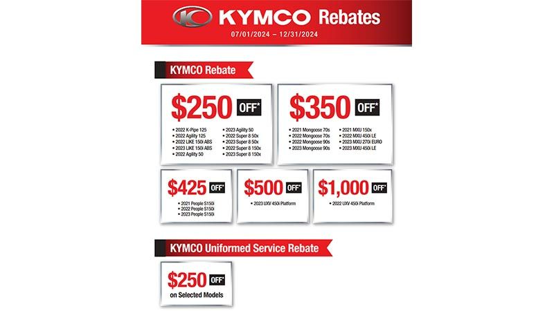 Kymco - Up To $1000 Off Select Models