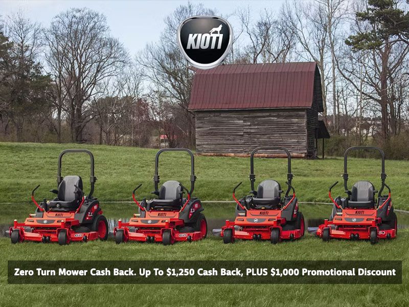 Kioti - Zero Turn Mower Cash Back. Up To $1,250 Cash Back - PLUS - $1,000 Promotional Discount That Can Be Combined With 0% Financing